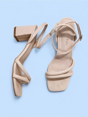 Women's Nude Strappy Block Heel Sandals